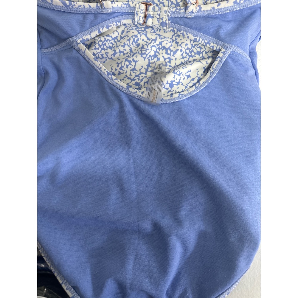 Raisins Girls Blue Floral Ruffle One Piece Swimsuit Back Cutout Size 10 - Picture 8 of 11